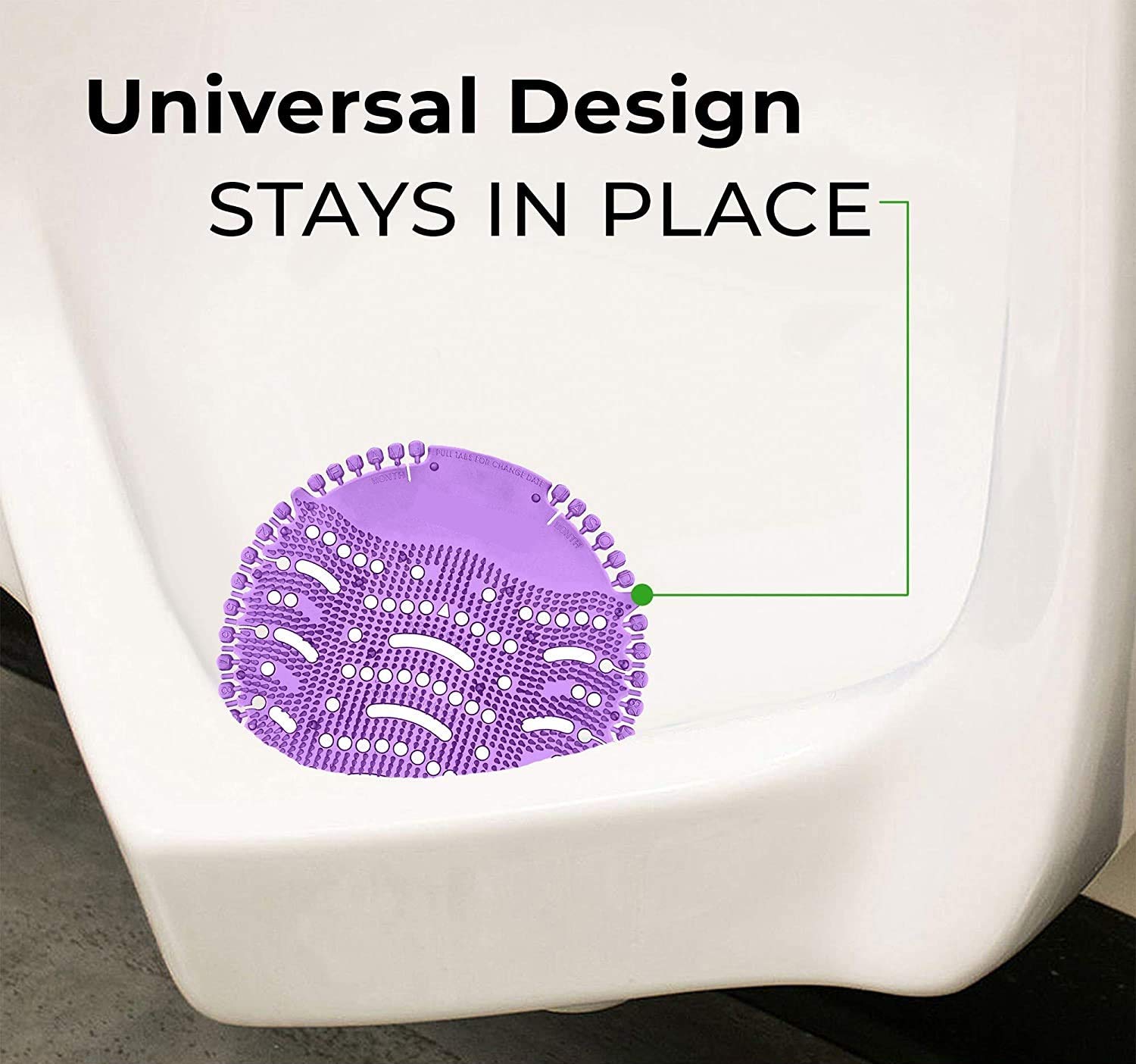 Round urinal mat with splash protection. Round urinal mat with splash protection.